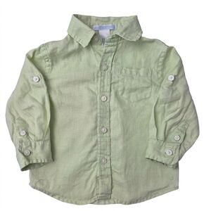 Janie and Jack 6-12M Mint Green 100% Linen Button Down Shirt